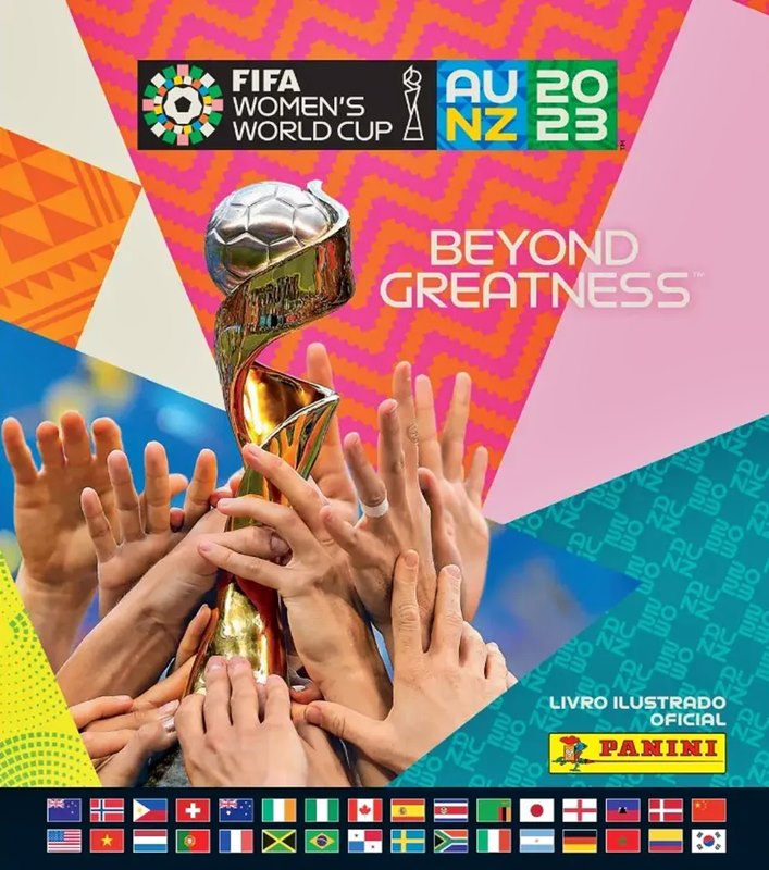 Capa do lbum de figurinhas Oficial da Copa do Mundo Feminina de 2023 na Austrlia e Nova Zelndia. Foto: Divulgao.