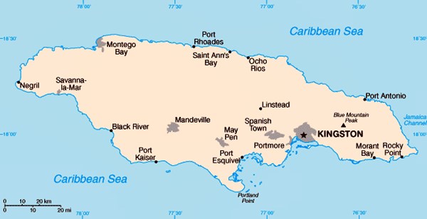 Mapa da Jamaica