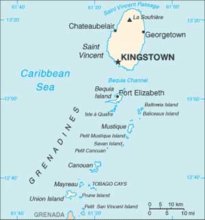 Mapa de So Vicente e Granadinas