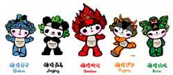 Mascots of the 2008 Summer Olympic Games in Beijing - China - Beibei, Jingjing, Huanhuan, Yingying and Nini