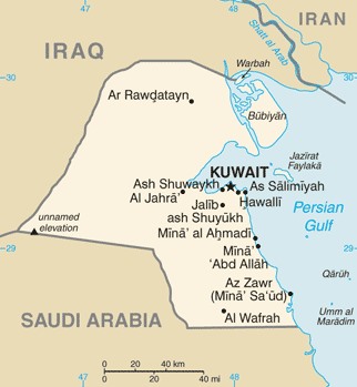 Mapa do Kuwait